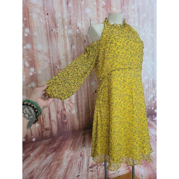 Sam Edelman Avec Les Filles Dress Frilly Ruffle Floral Cottagecore Yellow Size 8 - Picture 3 of 13